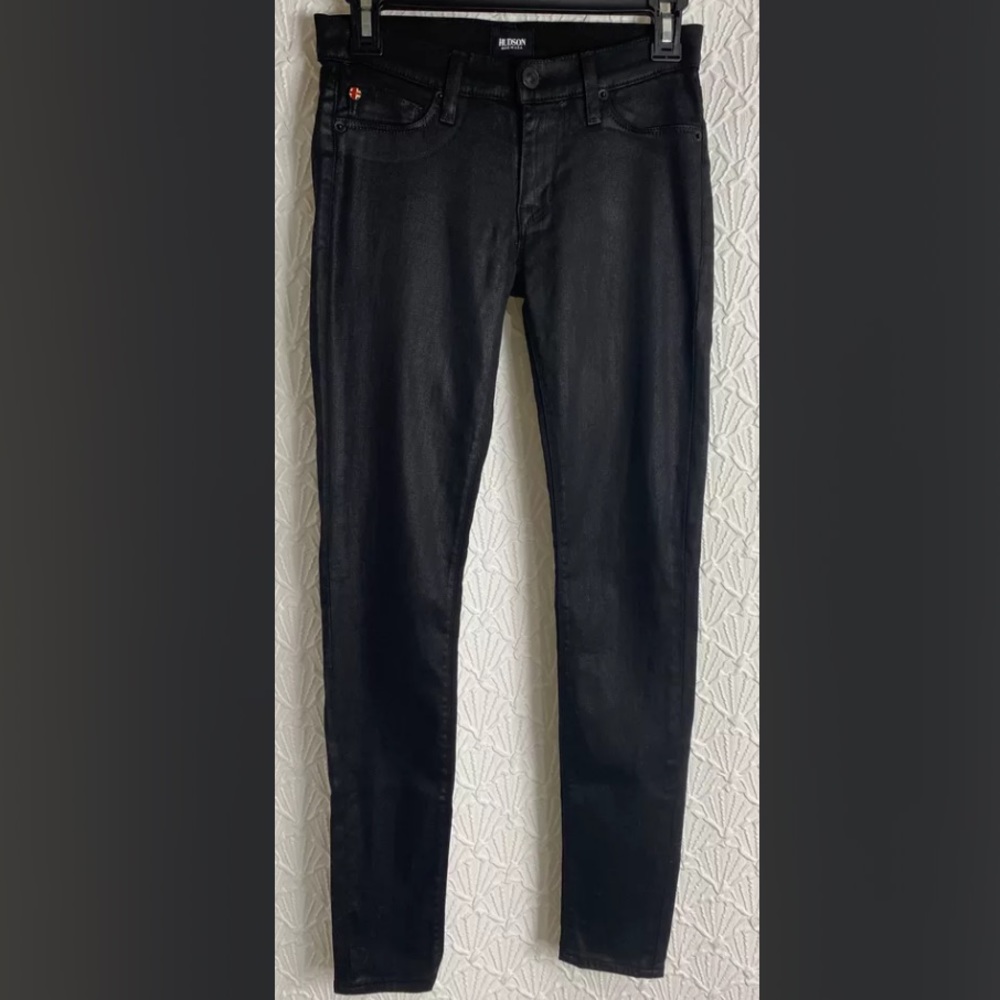 Hudson 25 Krista Womens Black Coated Skinny Jeans